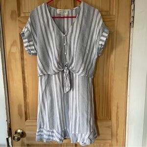 Anthropologie Cloth & Stone Striped Tie-Front Short Sleeve Dress - Sz M